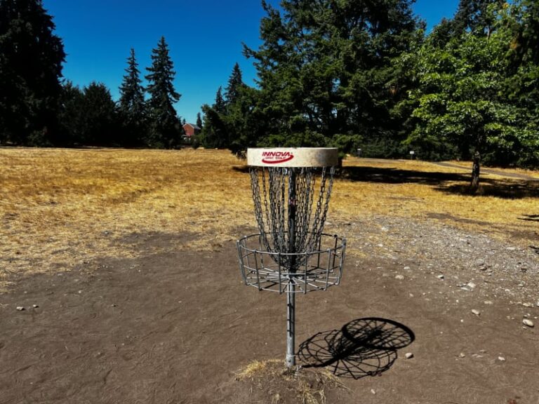 Basket at PLU Meadows Disc Golf Course Basket at PLU Meadows Disc Golf Course